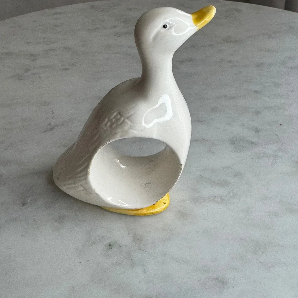 Ron Gordon Duck Napkin Holder‎ Ceramic White Yellow Vintage Kitchen Decor